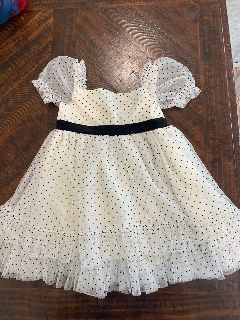 Cynthia Rowley White Polka Dot Tulle Dress with Black Waistband